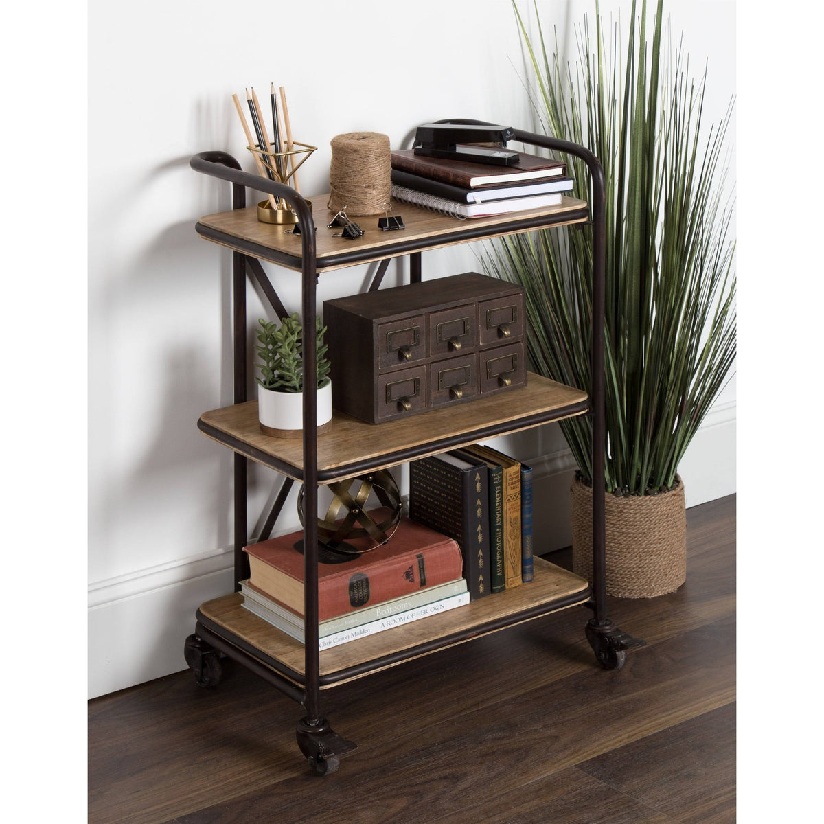 3 Tiered Rolling Bar Cart O936