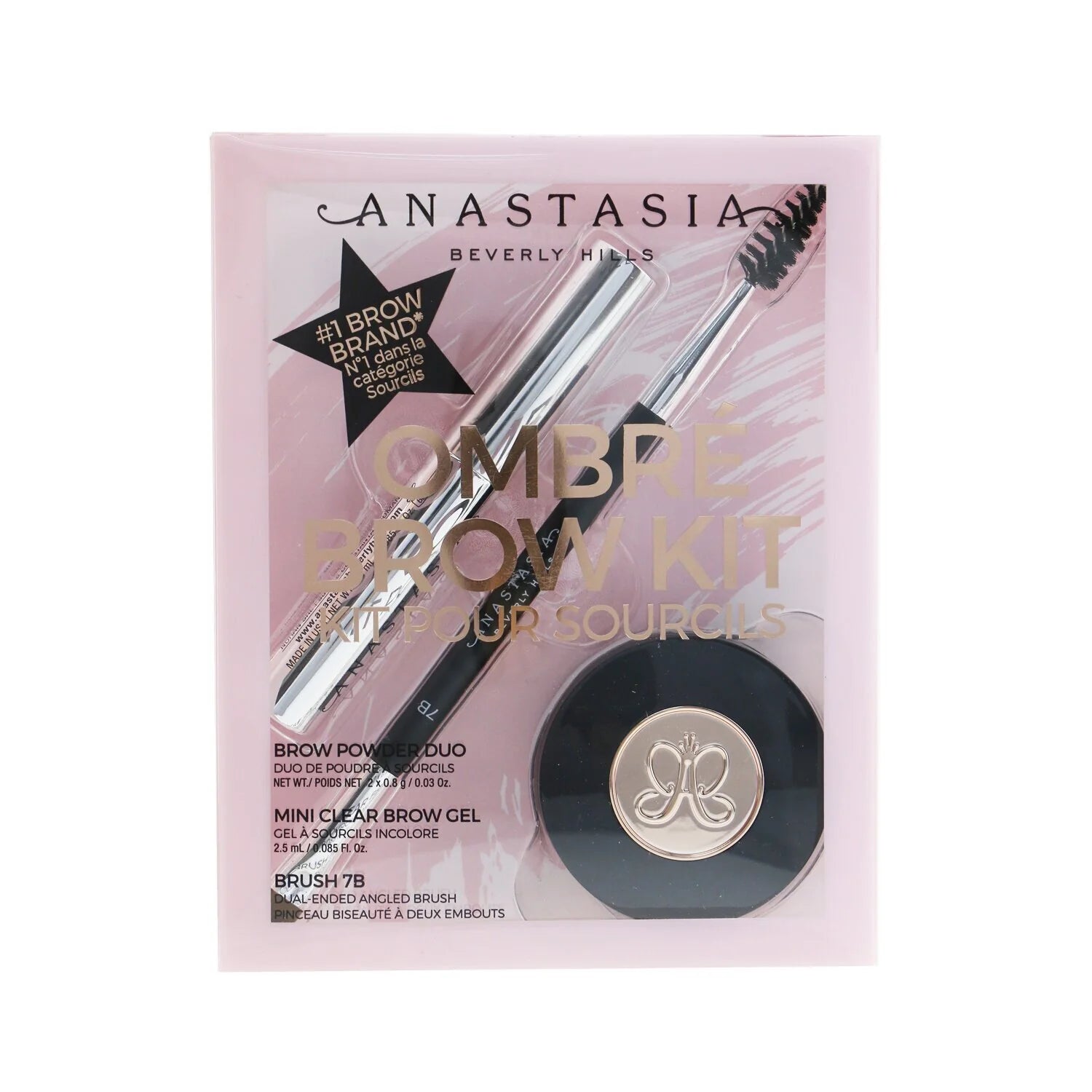 Medium Brown Brow Powder Duo with Mini Clear Brow Gel and Brush W236