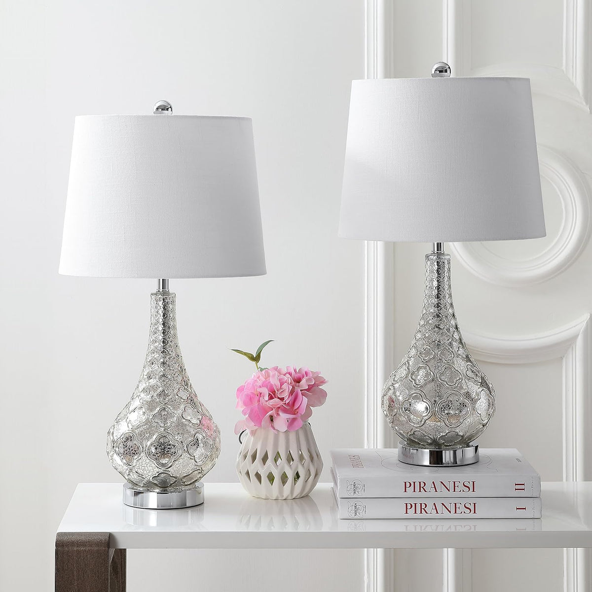 Mercury Silver Glass LED Lamp T37262