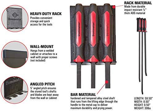 3-Piece HD Pry Bar Set and Rack K29782