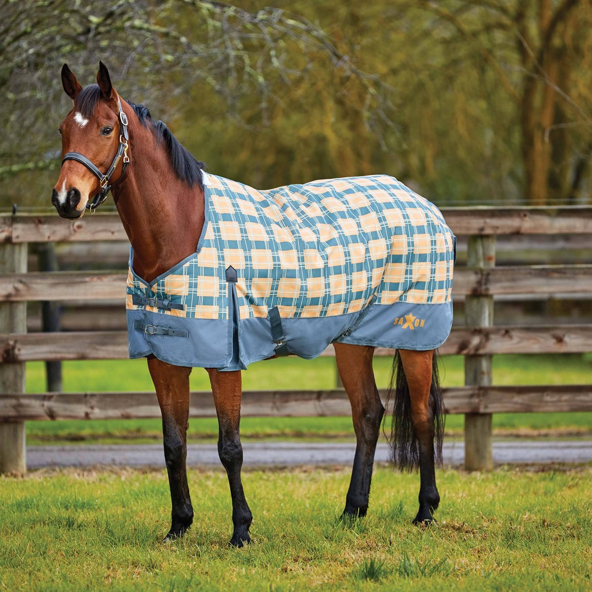 Navy/Red Plaid Heavy Neck M202