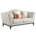 Beige Velvet Loveseat Sofa with Metal Legs Q11666