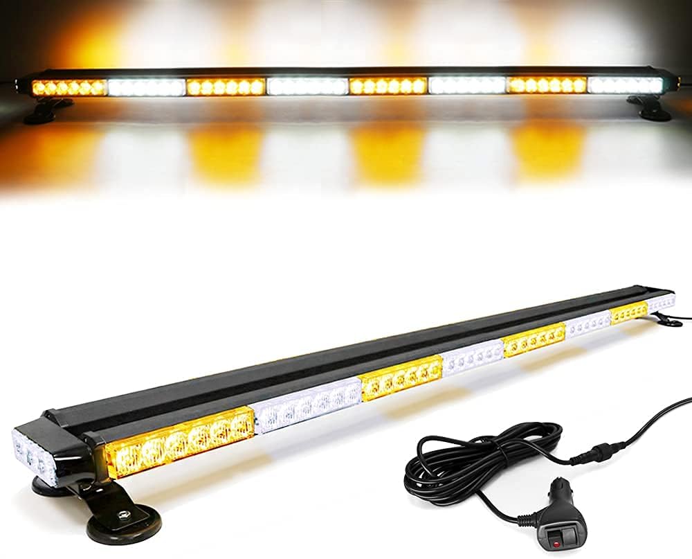 Amber Yellow 38" 78 LED Emergency Warning Strobe Light Bar with Magnetic Base O83896