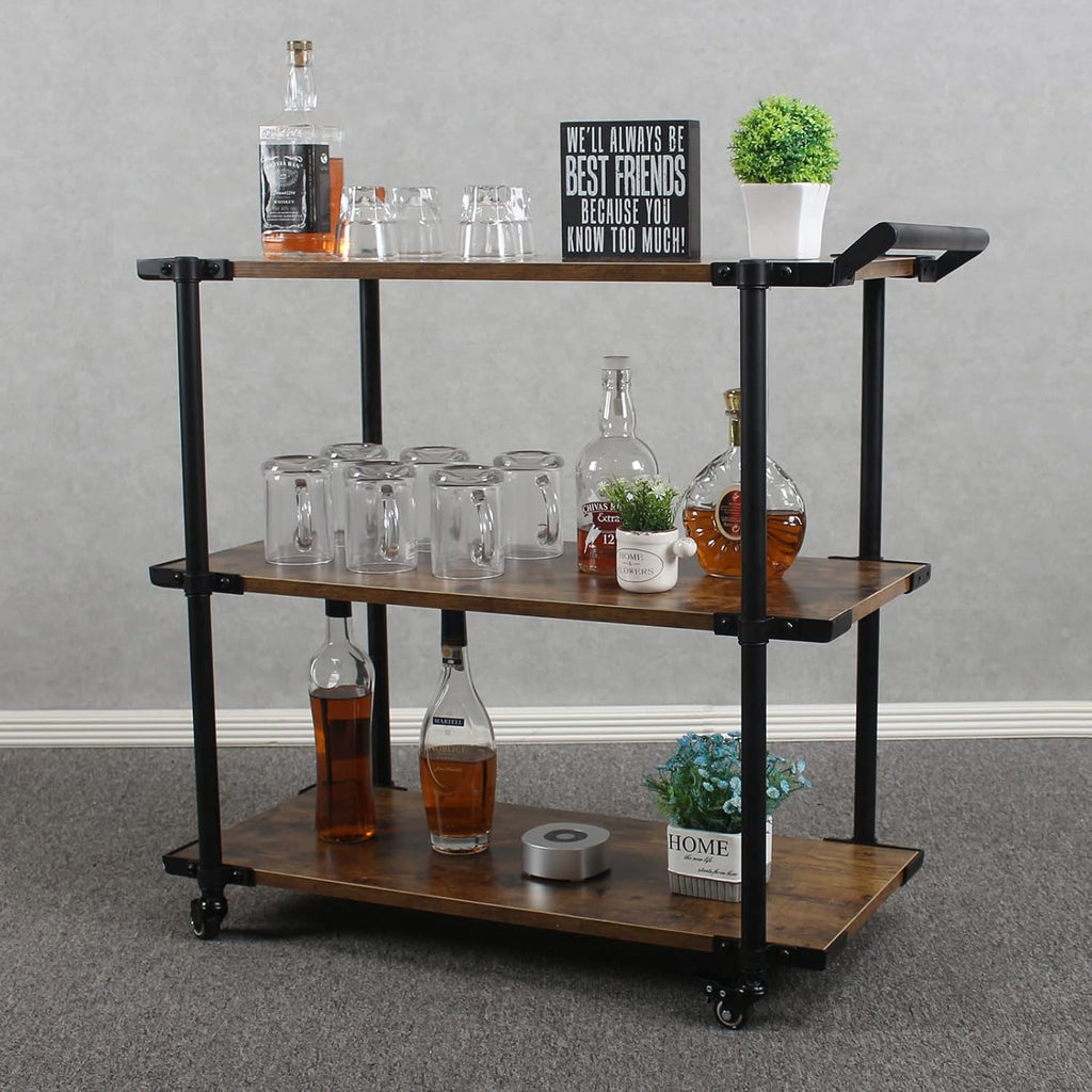 3-Layer Bar Serving Cart on Wheels Q717058
