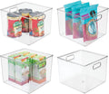 White Stackable Plastic Storage Organizer Bin Basket with Handle, 4 Pack F5266