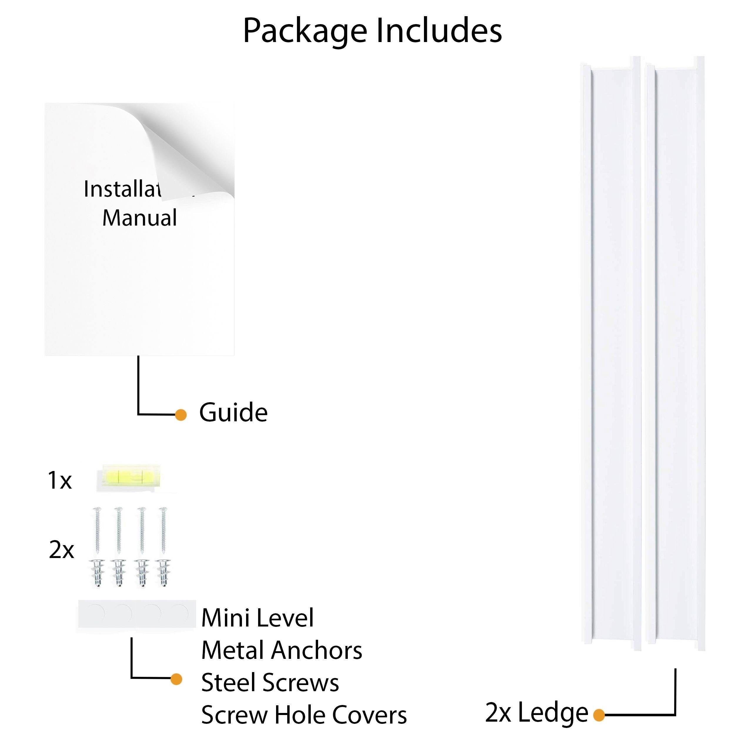 White 60 inch Wall Mount Floating Shelves Set of 2 L2459