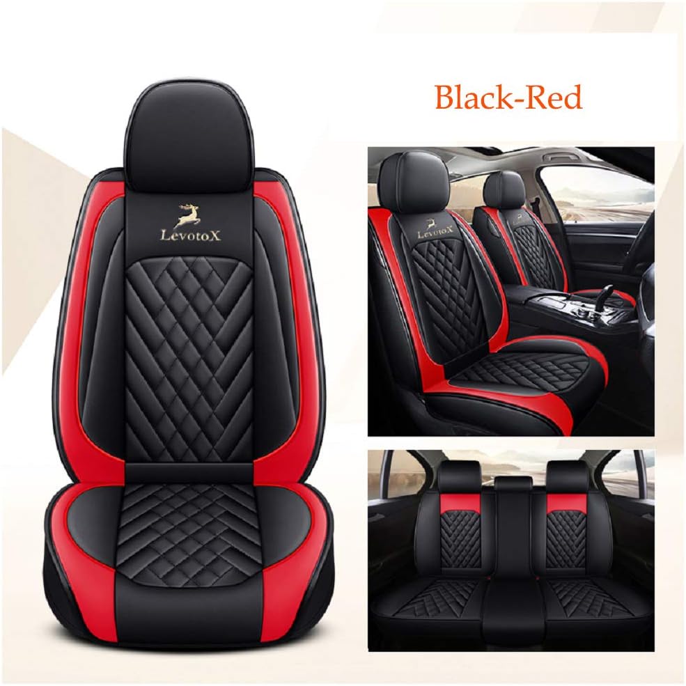 Black-Green Leather Car Seat Covers 5 Seats Full Set L90537