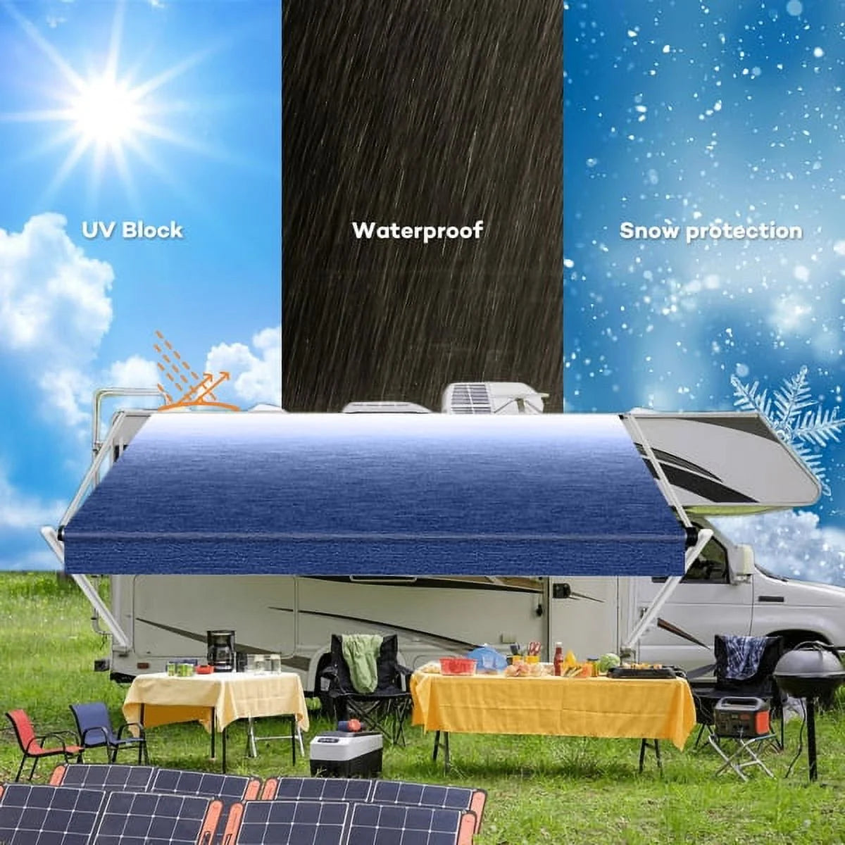 Blue Heavy Duty RV Awning Fabric Replacement 17' E653758