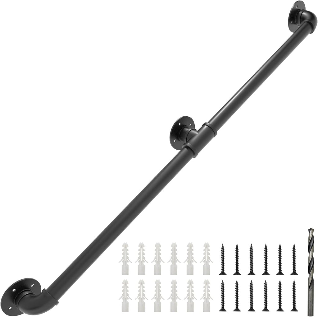 Wall Handrail 6FT/180CM, Galvanized Pipe Handrail, Pack of 2 W737