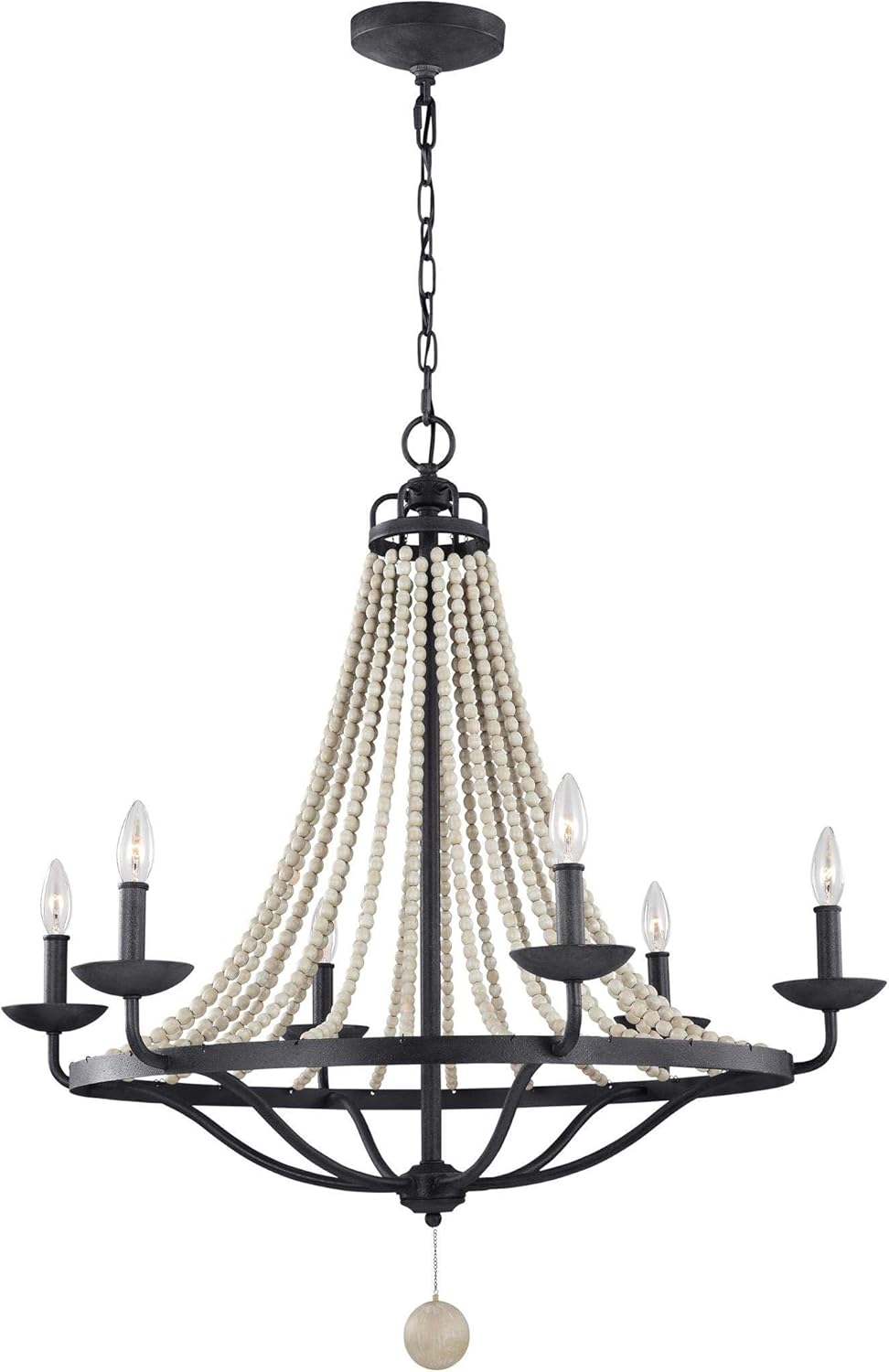Bronze 6-Light Candle Bead Chandelier H7850