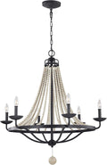 Bronze 6-Light Candle Bead Chandelier H7850