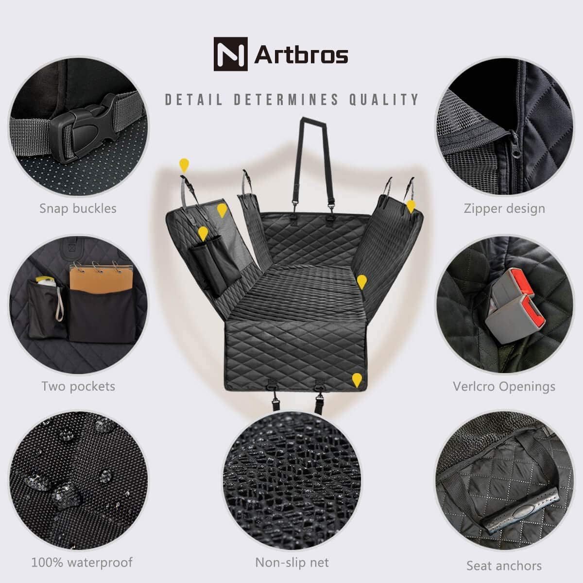 Waterproof Nonslip Dog Car Seat Cover with Storage Pocket V684300