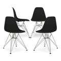 Black Plastic and Chrome Steel Dining Chairs (Set of 4) G949