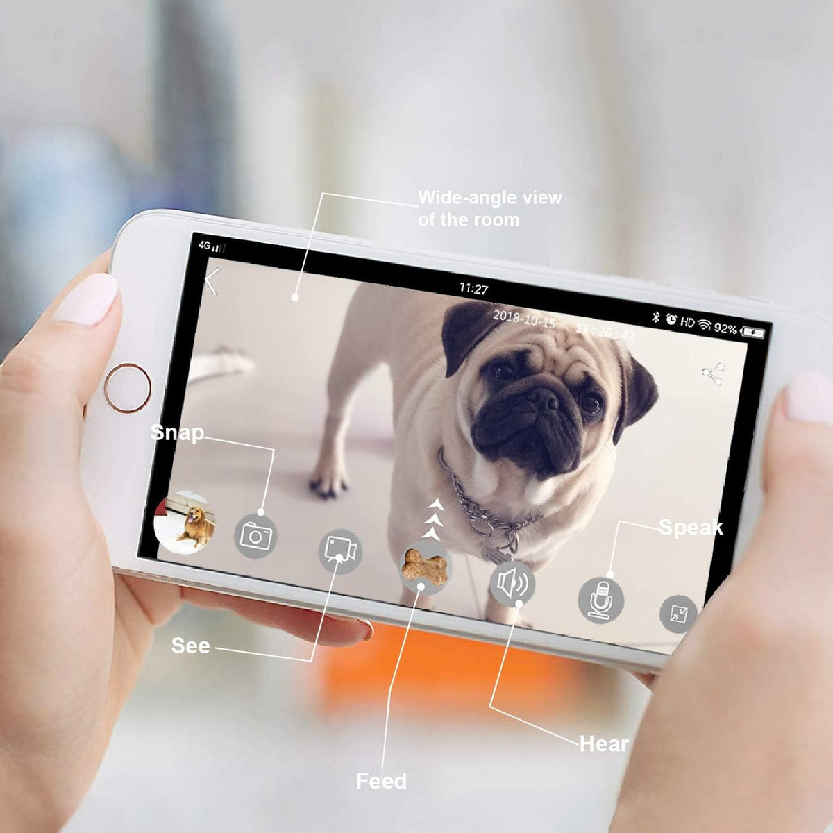 White Full HD Pet Camera with Two-Way Audio and Night Vision V8994