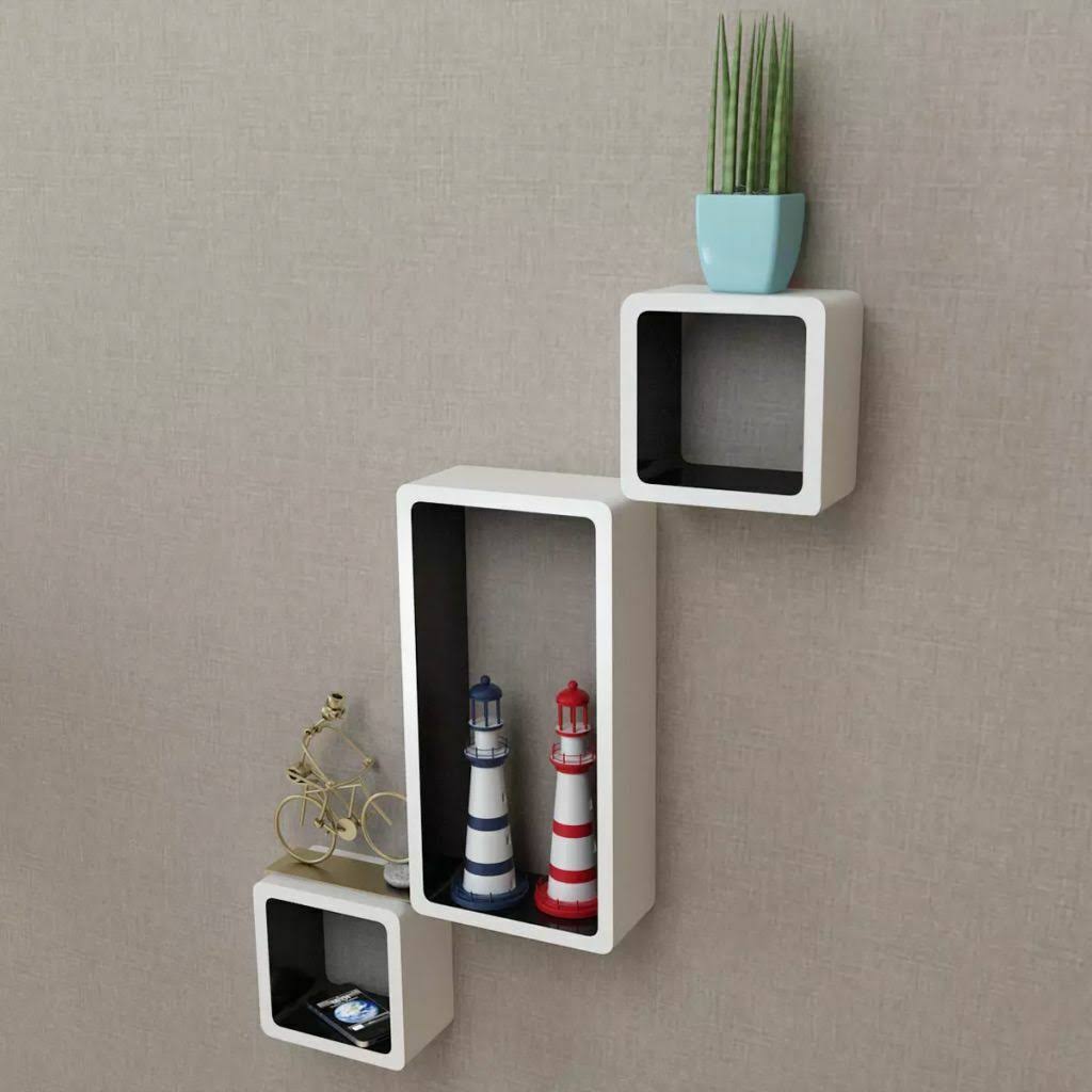 White and Pink Wall Cube Shelves 6 Pcs Q473