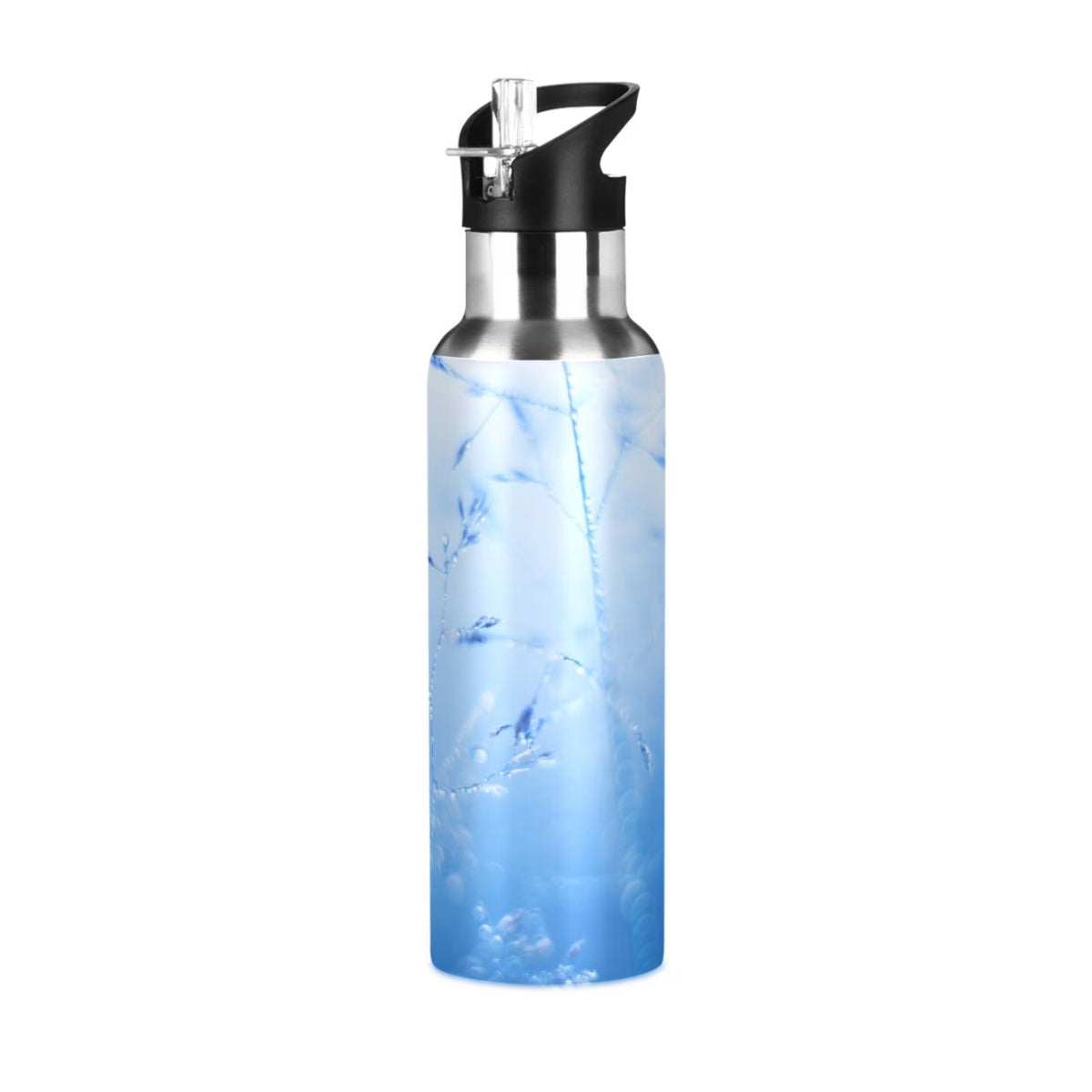 Blue Insulated Stainless Steel Water Bottle with Straw Lid 20 oz N2945