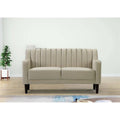 Beige Velvet Square Arms Loveseat P4838