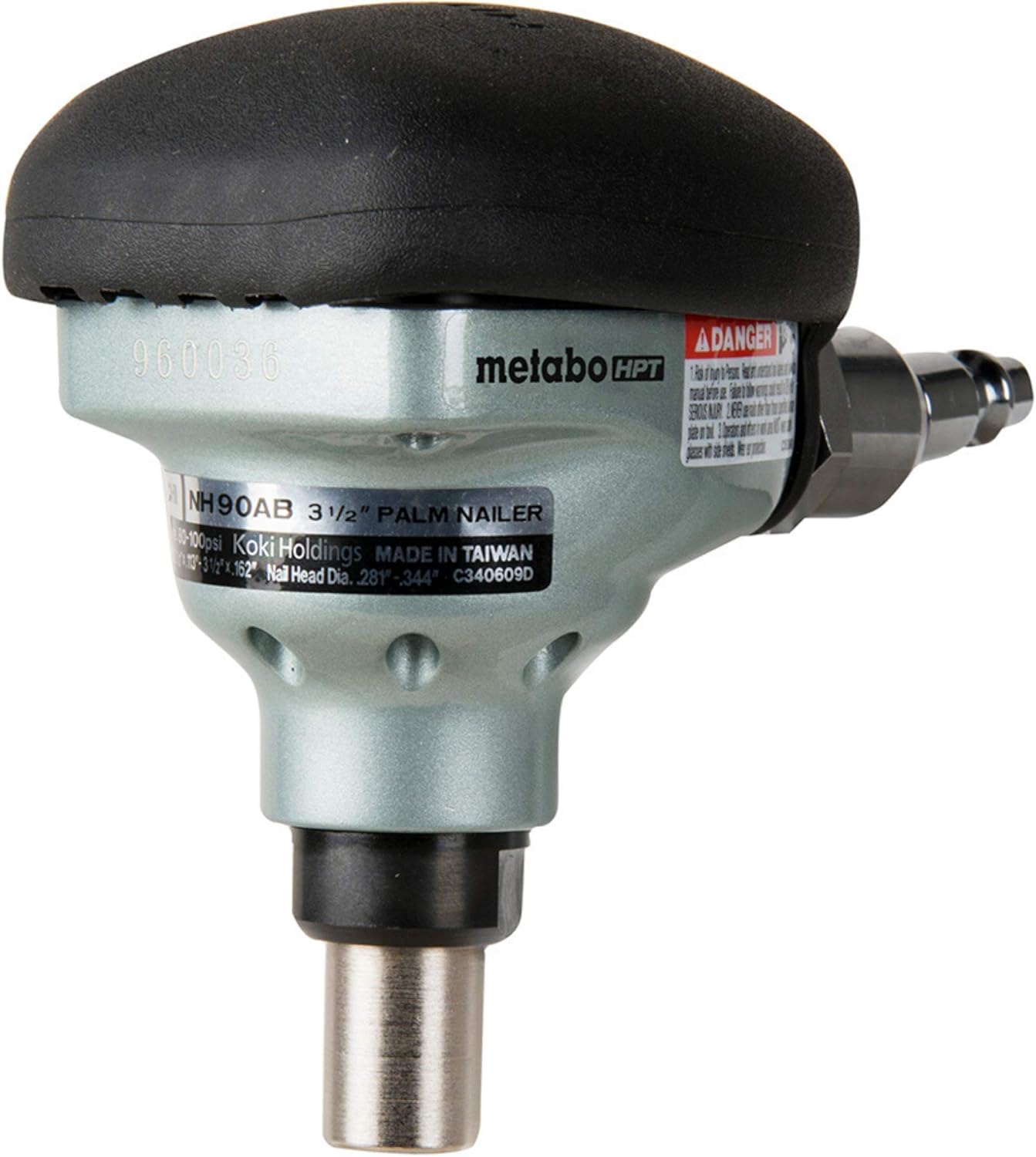 3-1/2" Palm Nailer with 1 gallon Quiet Air Compressor & Air Nailer Hose D139405