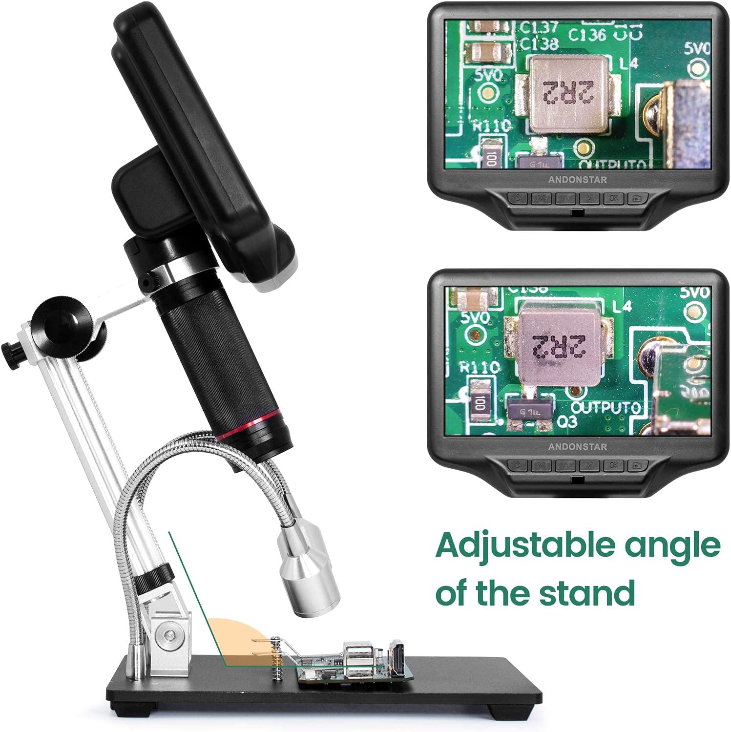 1080P 4MP Digital Microscope with 7-inch HD LCD Display and 270X Magnification V494