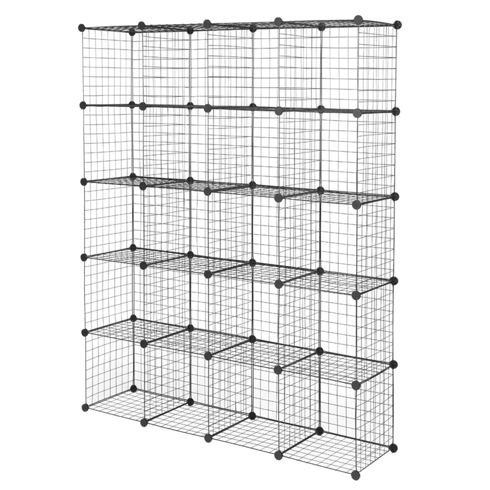 Black Metal 20-Cube Organizer Shelves D908
