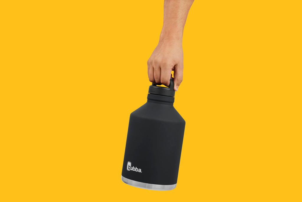 Stainless Steel Water Bottle with Wide Mouth Rubberized in Black, 84 fl. oz. C23845