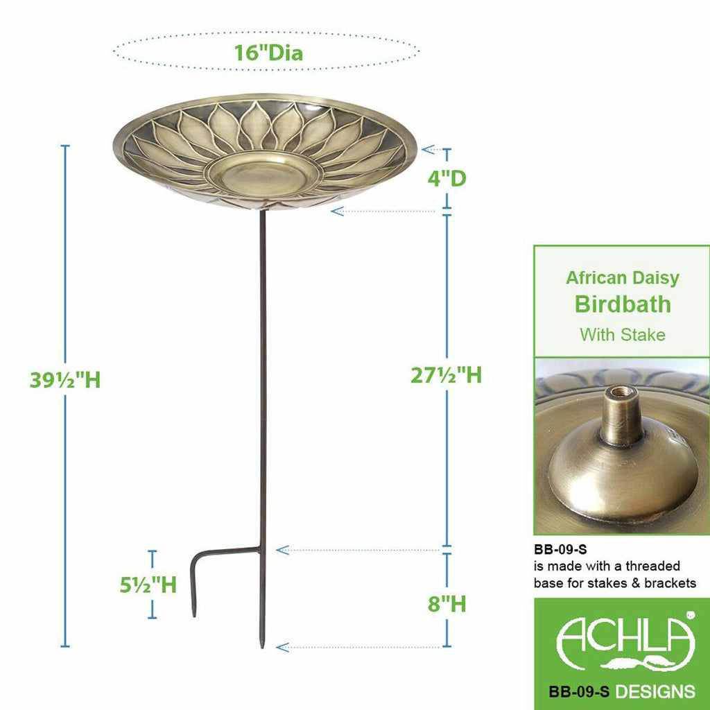 Brass Birdbath with Stake Y78271