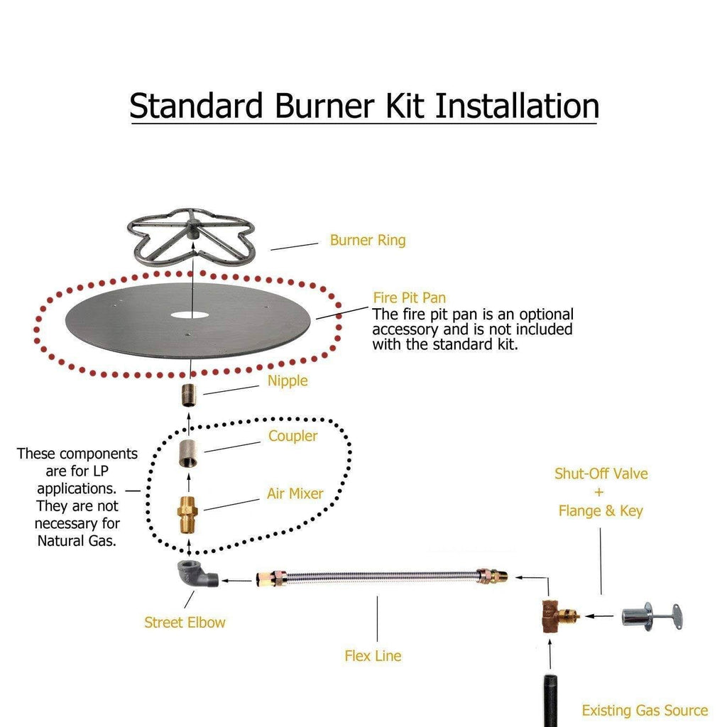 Propane Gas Fire Pit Burner Ring Kit with Flat Pan X98894
