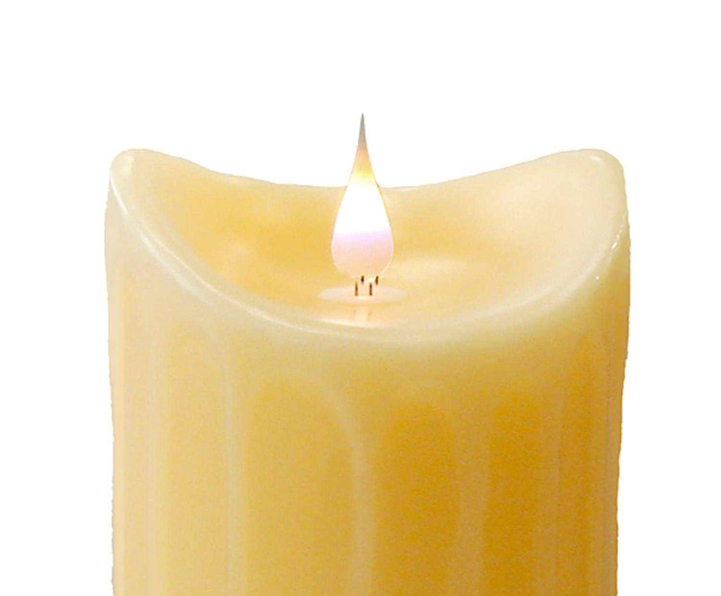Ivory Dripping Wax Flameless LED Lighted Pillar Candle with Moving Flame L45744