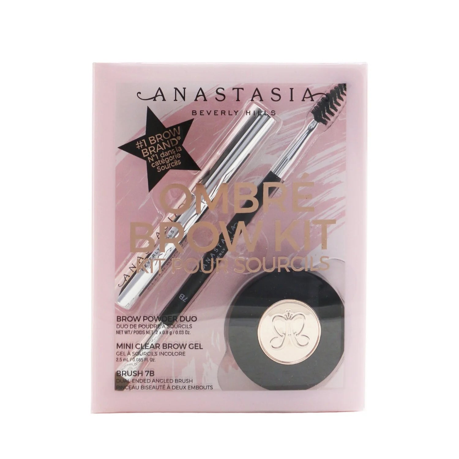 Medium Brown Brow Powder Duo with Mini Clear Brow Gel and Brush W236