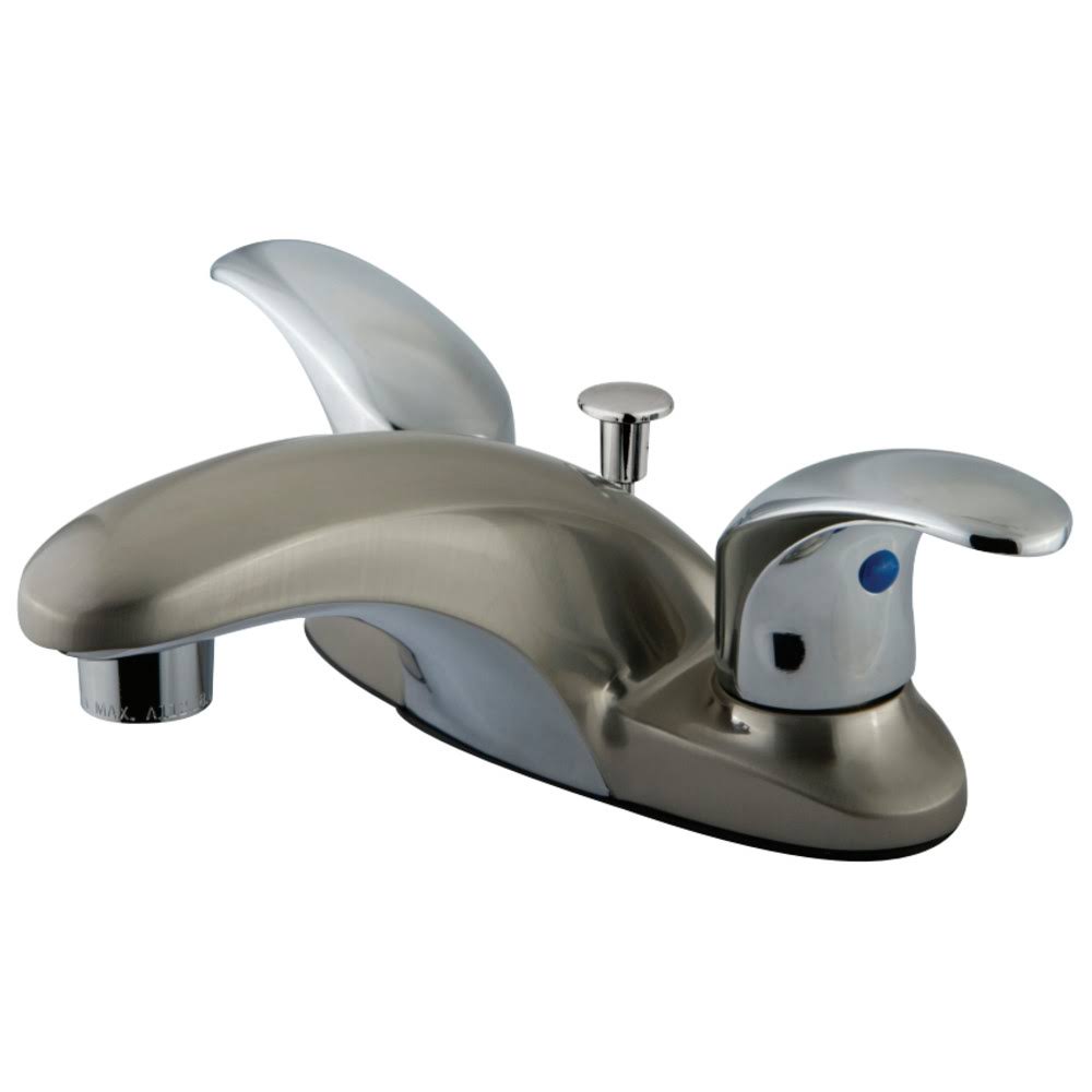 Satin Nickel Chrome Two-Handle Centerset Lavatory Faucet with Pop-Up N176