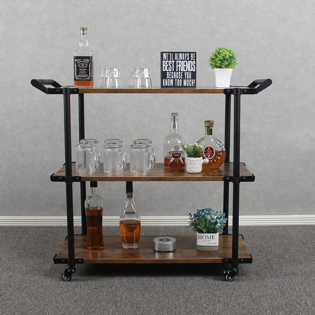 3-Layer Bar Serving Cart on Wheels Q717058
