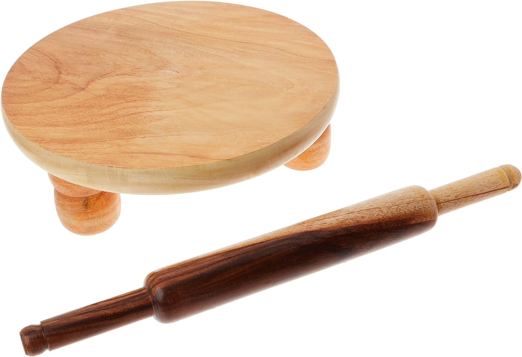Manual Wooden Roti Chapati Tortilla Presser Maker With Rolling Pin, 10-Inch A255683