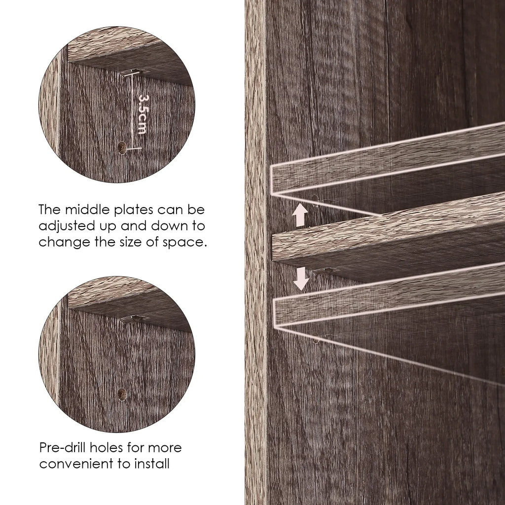 Dark Oak 8 Shelves Narrow Bookcase K2323