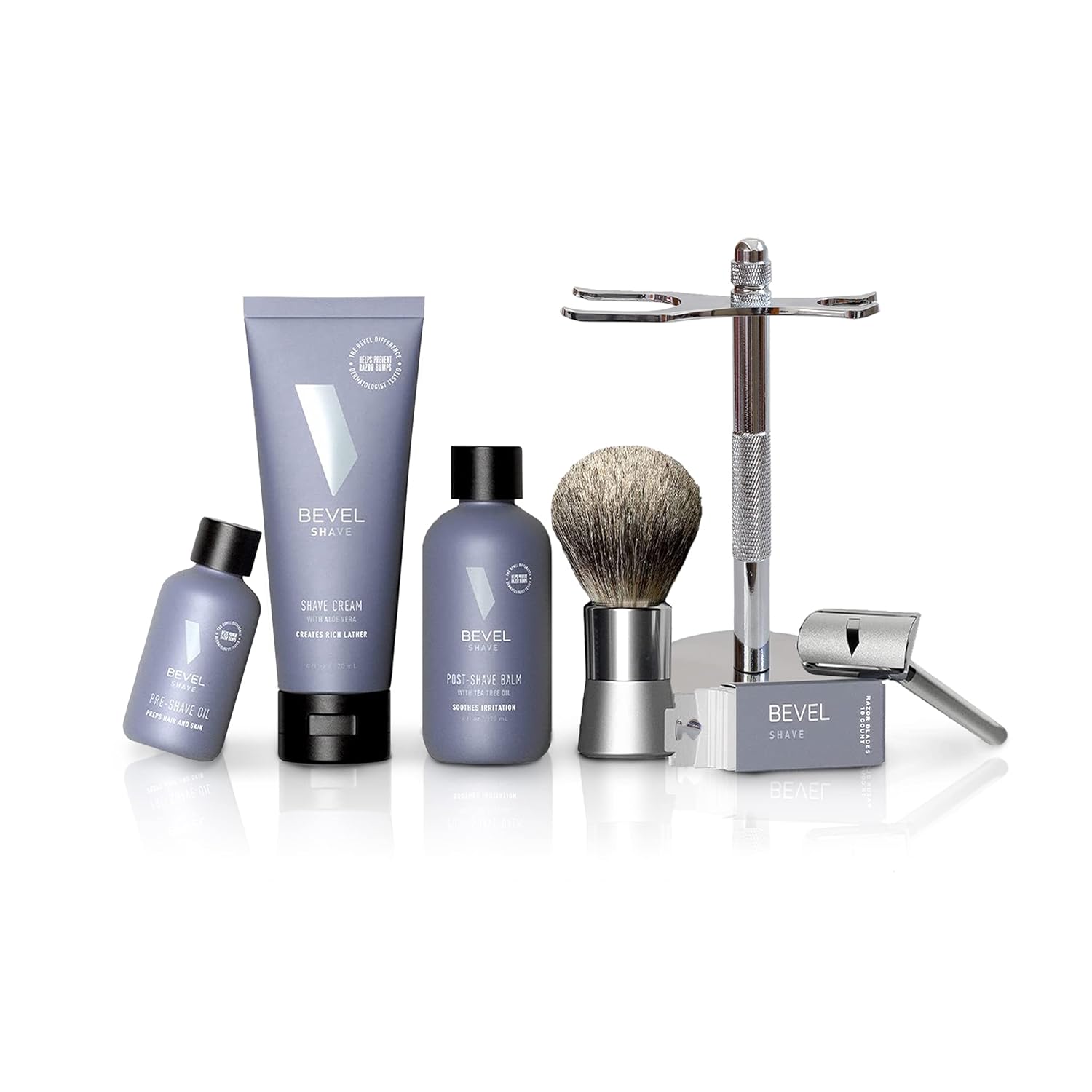 Shaving Kit with Safety Razor, Shaving Brush, Shave Creams, Oil, Balm and 20 Blades Z7890
