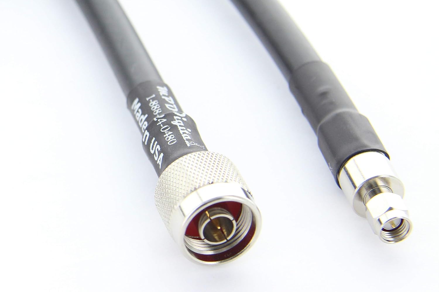 50 Ohm Black Coaxial Cable with N Male and SMA Male Connectors (5 ft) Pack of 2 J284