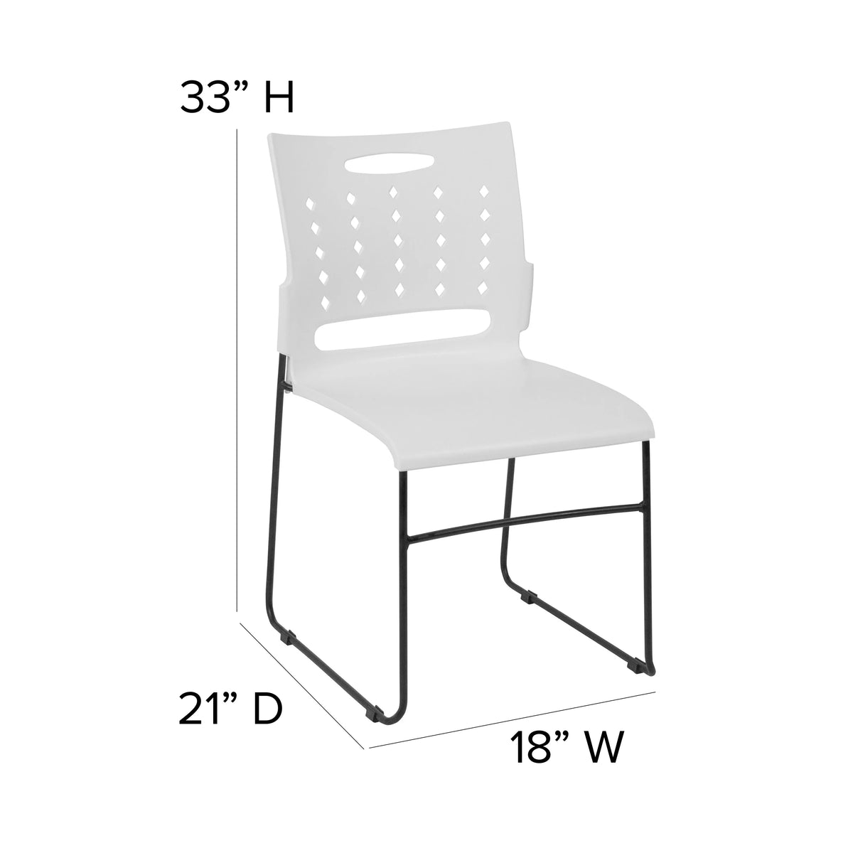 White Sled Base Stack Chair with Air-Vent Back X58306