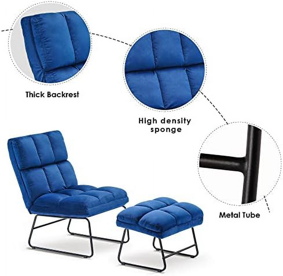 Dark Grey Velvet Accent Chair with Ottoman Y801