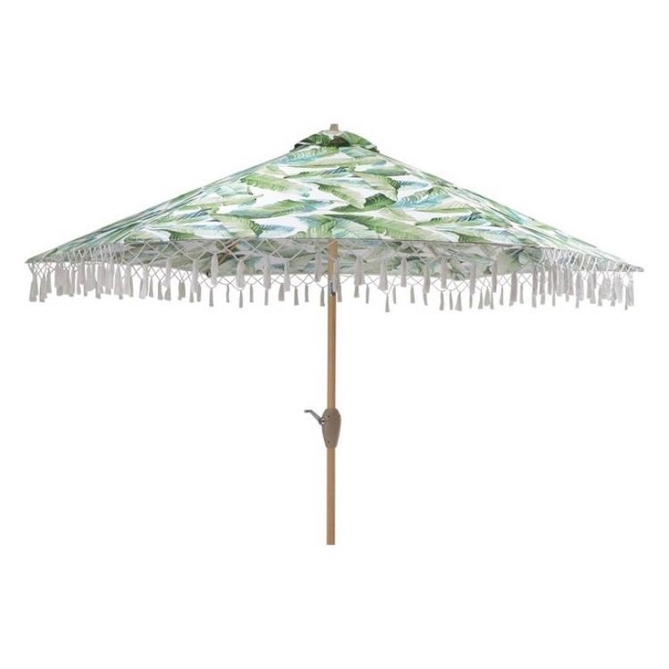 Red/Tan Round Patio Umbrella N86585