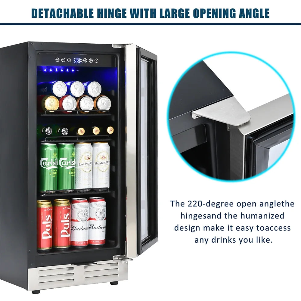 Freestanding Beverage Refrigerator Stainless Steel 120-Can Capacity C641104