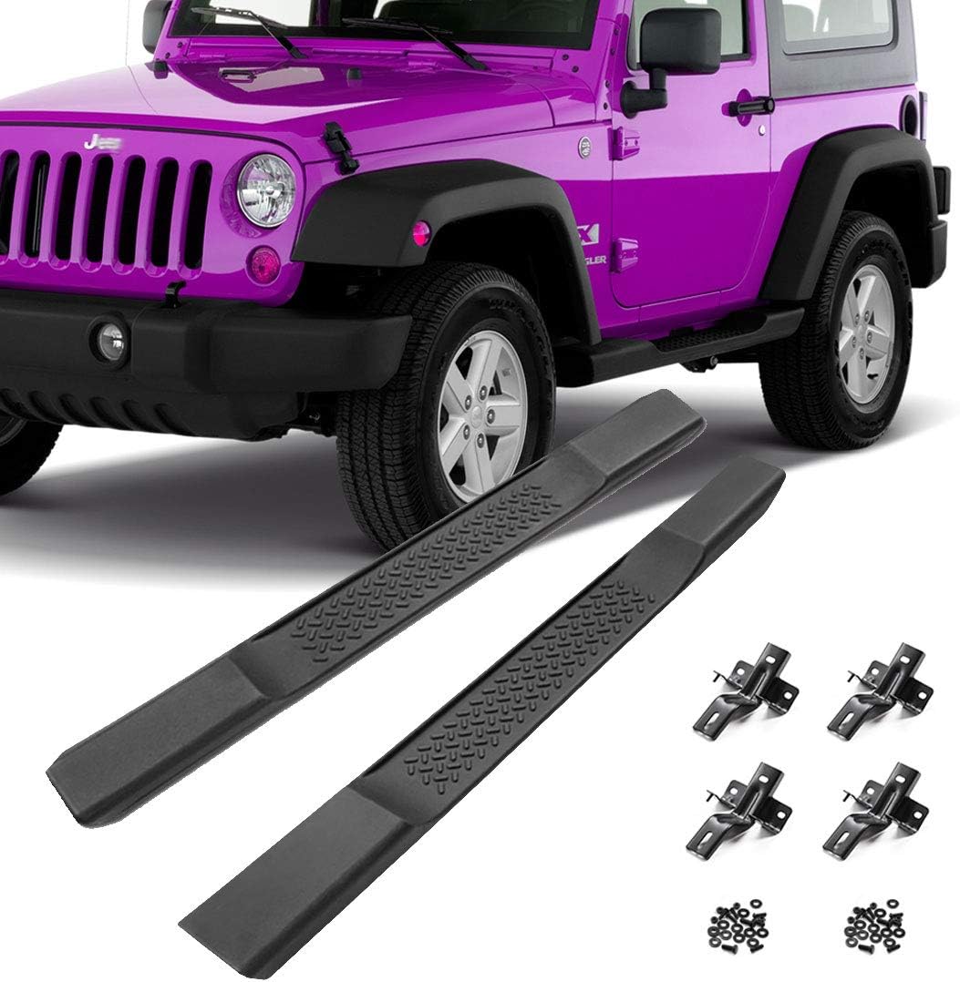 Matte Black 2pcs Side Steps for Jeep Wrangler JK 2-Door C4602