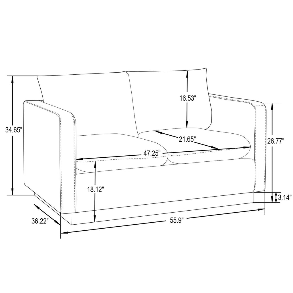 Beige Leather Loveseat with Gold Frame N436
