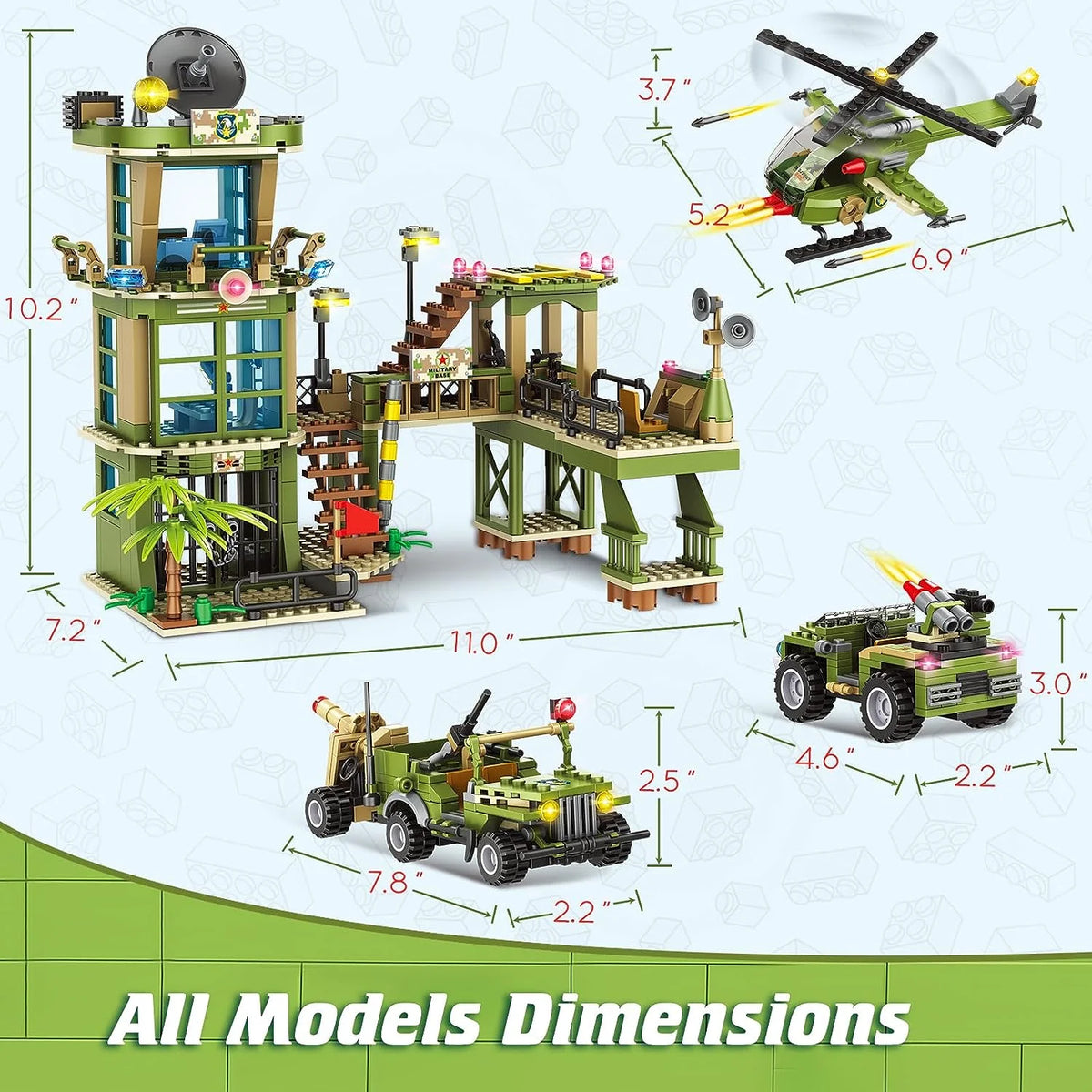 830 Pieces Green STEM Building Toy Building Blocks Set T6991