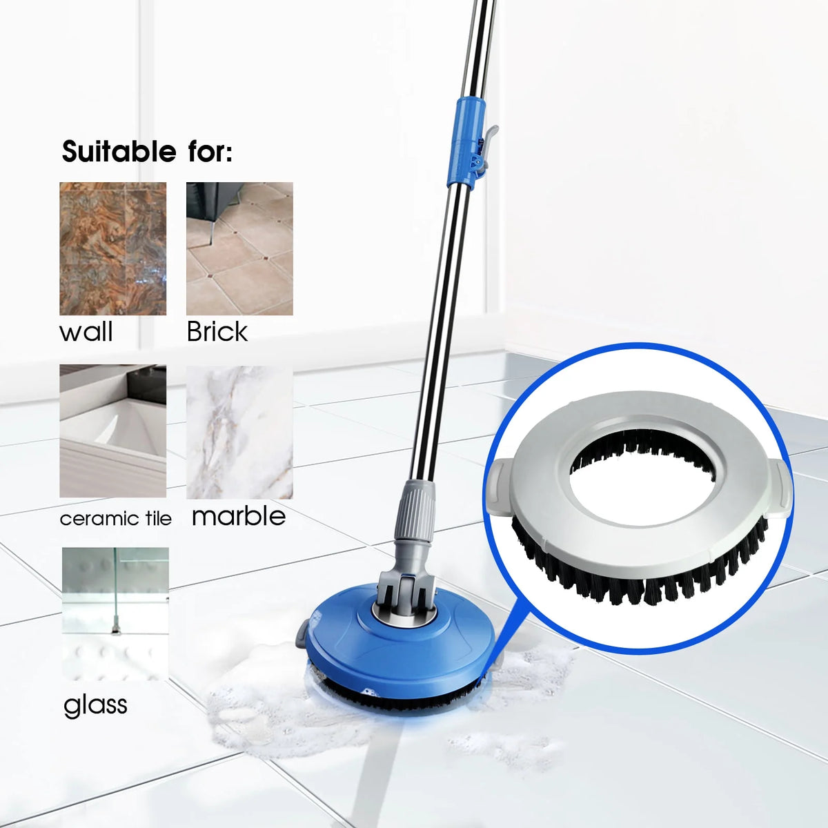 Spin Mop and Bucket System with Wringer, 5 Microfiber Mop Heads J362787
