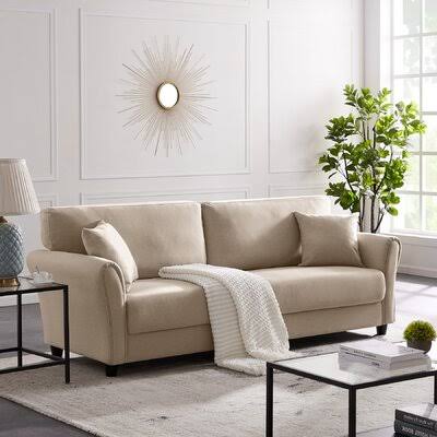 Beige Linen Flared Arm Sofa S5009