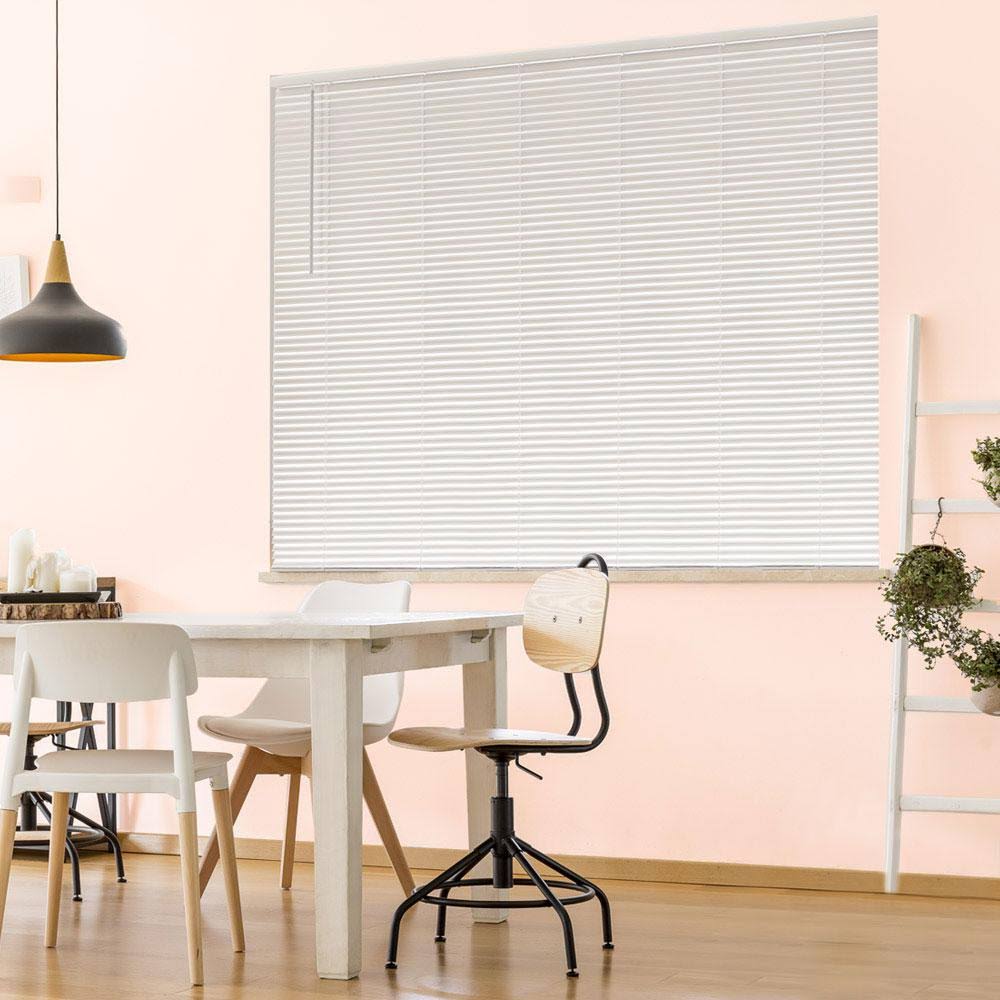 White Cordless Room Darkening Vinyl Mini Blind J4810