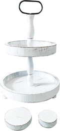 White 2 Tiered Wood Serving Stand F73468