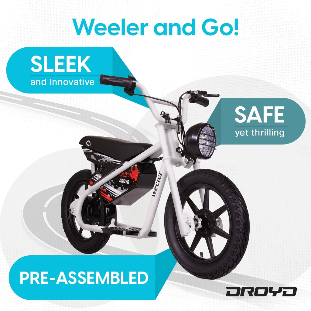 Electric Mini Bike for Kids, 200W, 6.2-10MPH, up to 8 Miles, White C498463