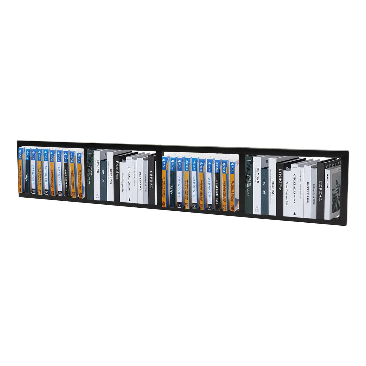 Black Iron Wall Mount CD DVD Media Rack Storage Shelf D2180