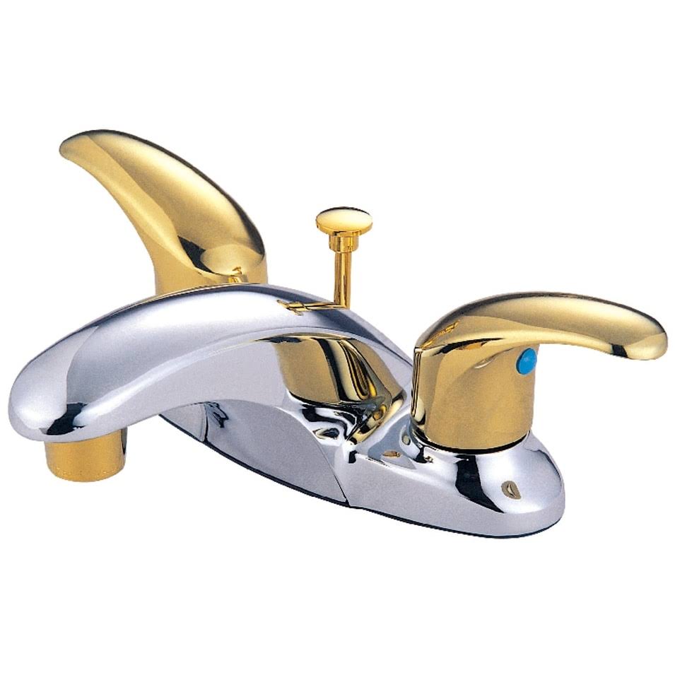 Satin Nickel Chrome Two-Handle Centerset Lavatory Faucet with Pop-Up N176