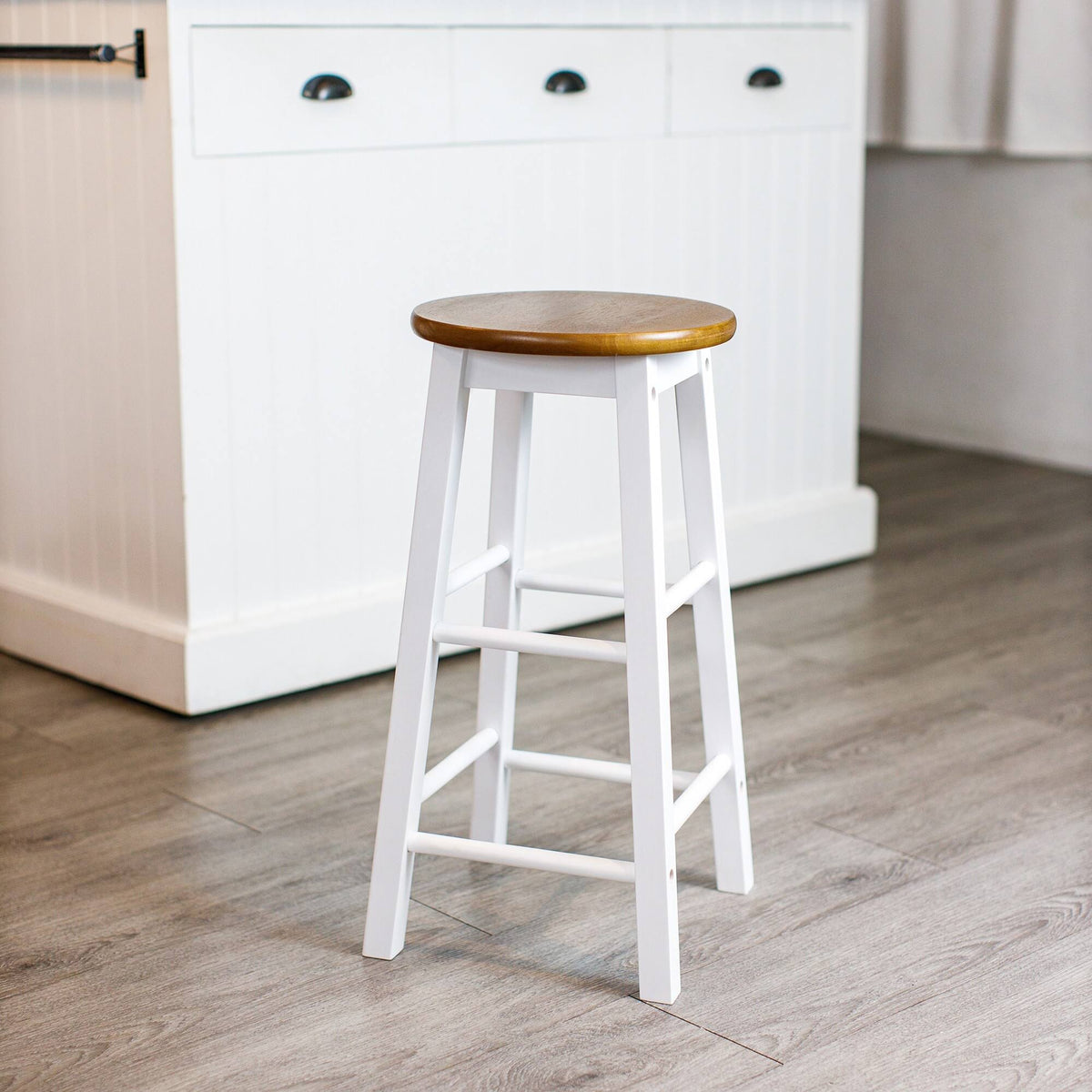 Black Round Acacia Counter Stool X420